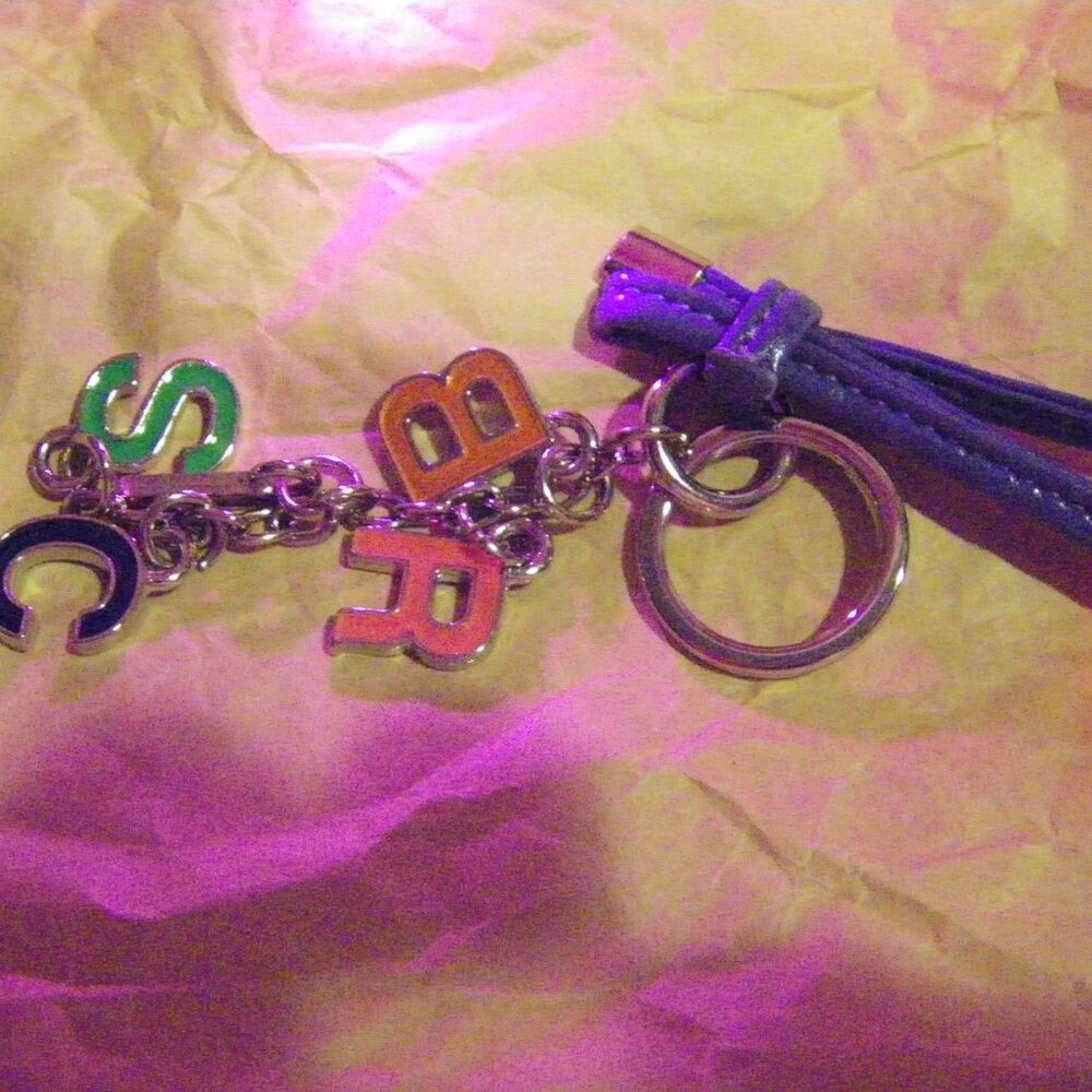 BRICS Silvertone Keychain Multi Color Letters